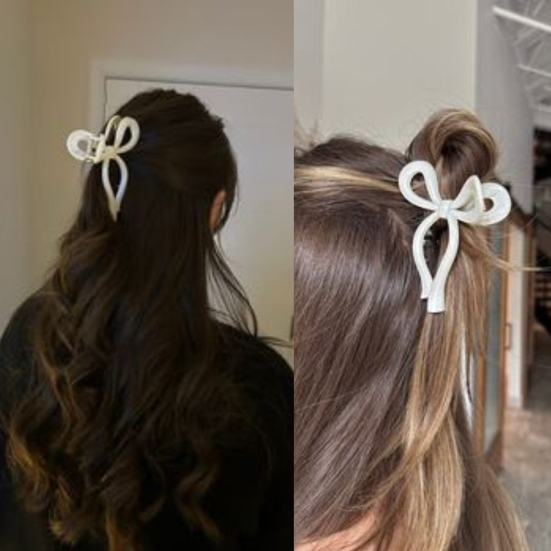 Bow Claw Clip - Large - Beige