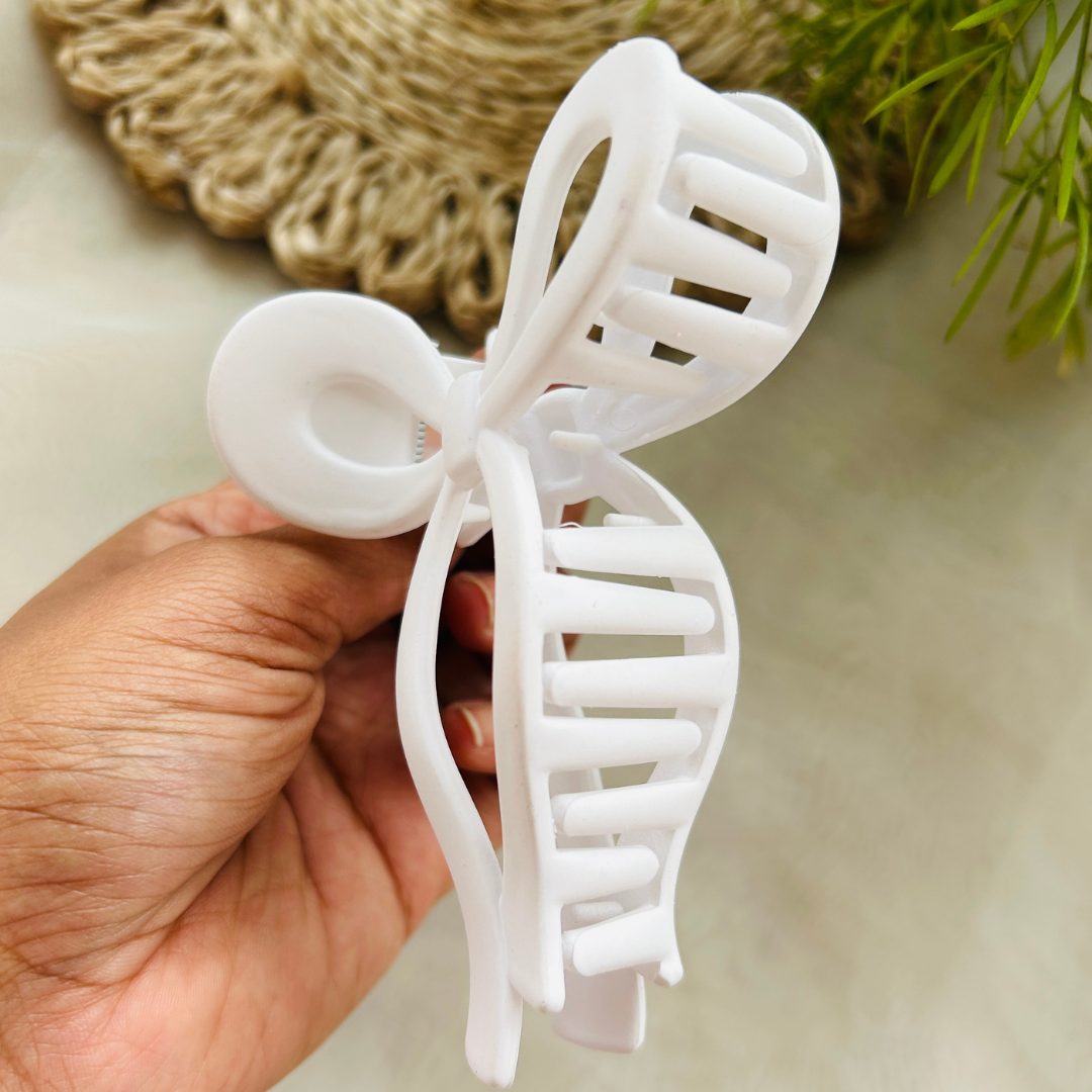 Bow Claw Clip - Large - White