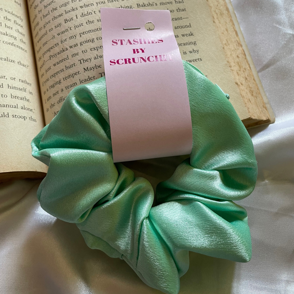 Mint Green Zipper Scrunchie