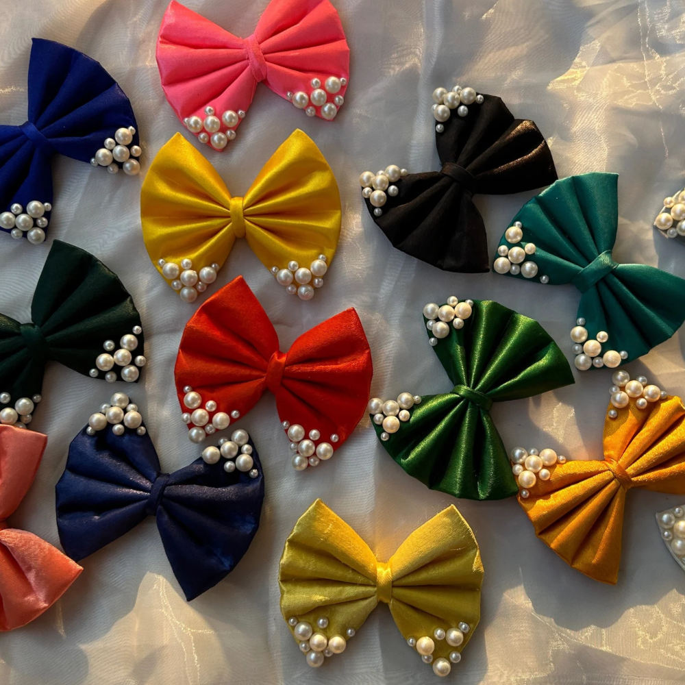 Yellow Pearl Hair Bow