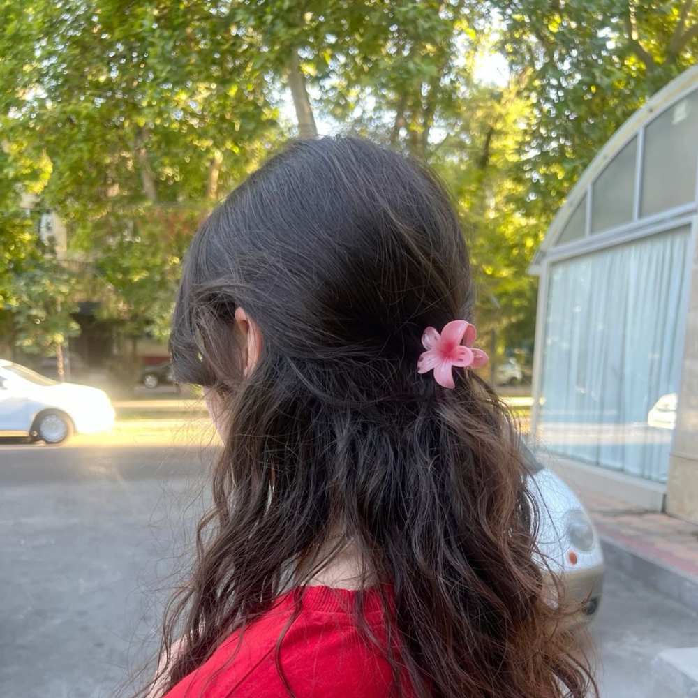 Pink Flower Claw Clip - Extra Small