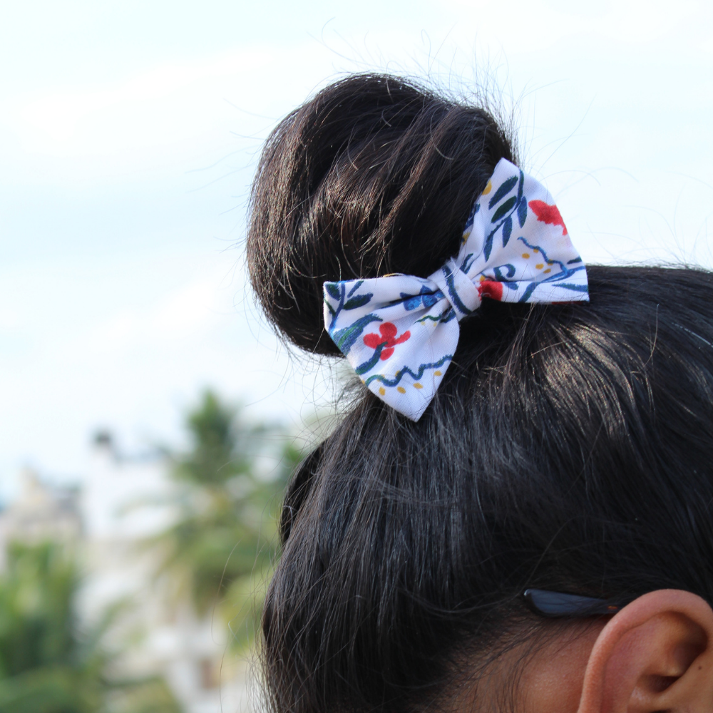 White Floral Bow