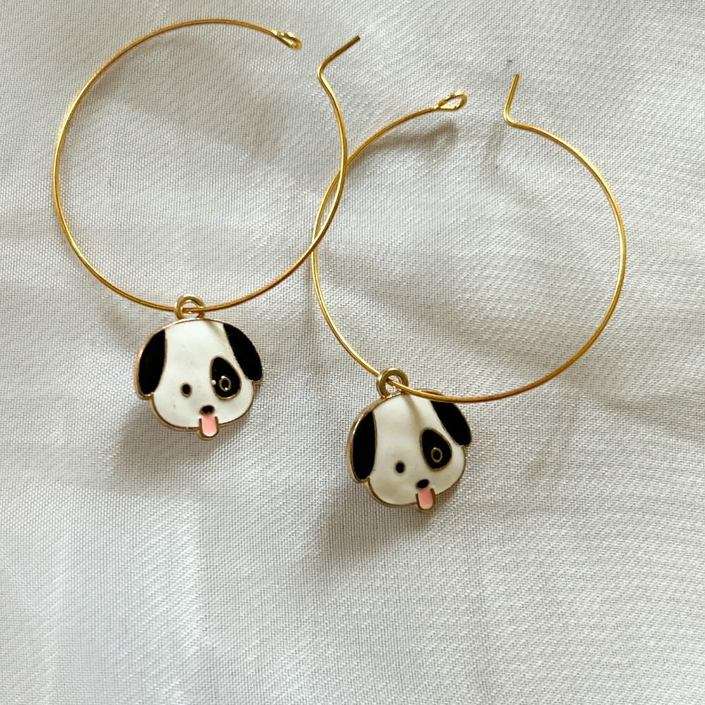 Puppy Face Hoop Earrings