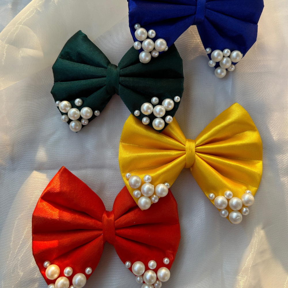 Yellow Pearl Hair Bow