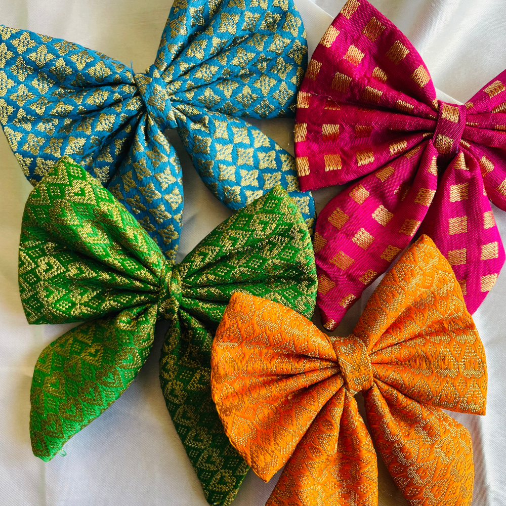 Yellow Ethnic Print - Pigtail Bow