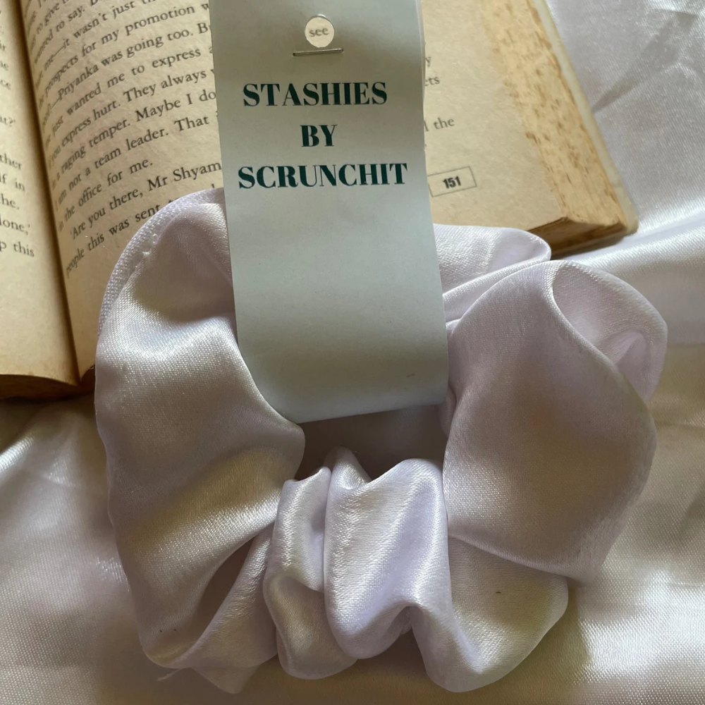 White Zipper Scrunchie