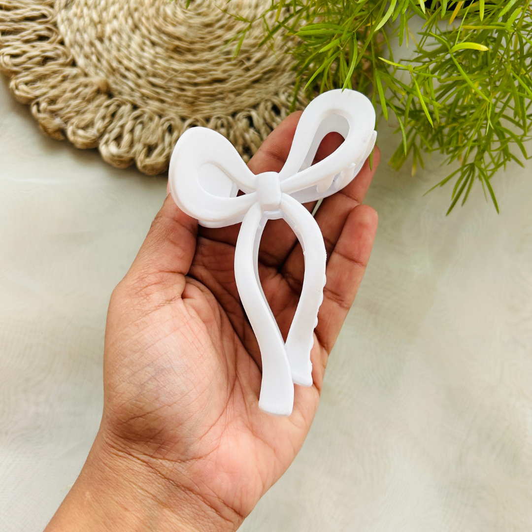 Bow Claw Clip - Large - White