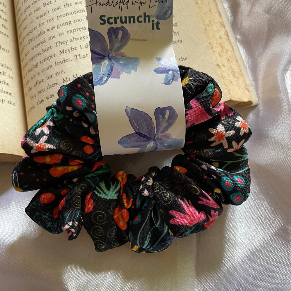 Dark Garden Printed Scrunchie