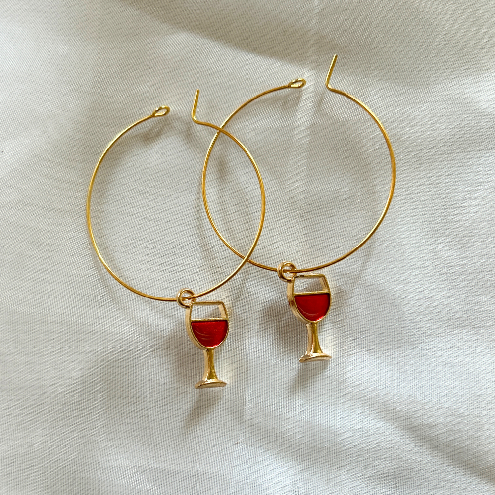Wine Hoop Earrings