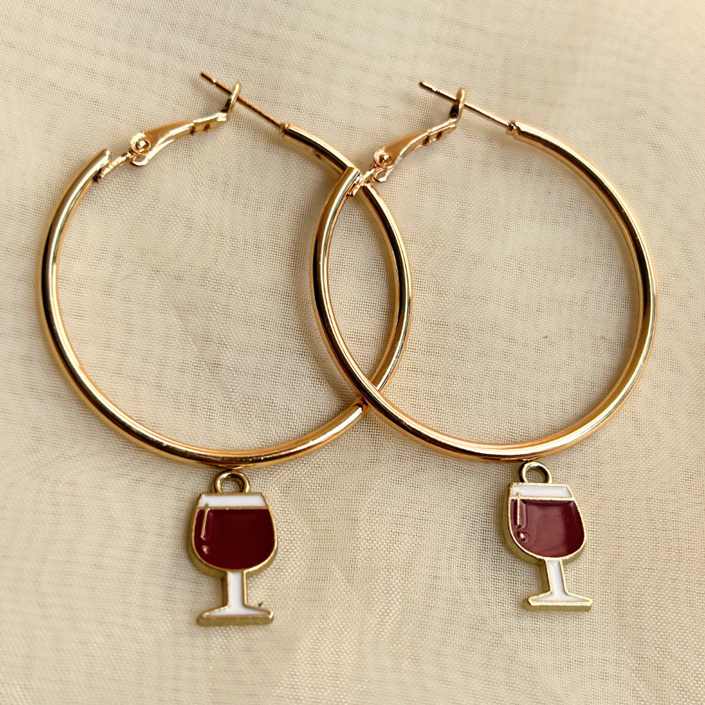 Wine Glass Hoop Earrings