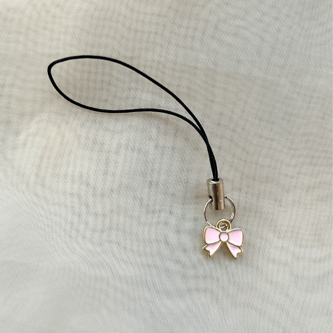 Mini Pink Bow Phone Charm