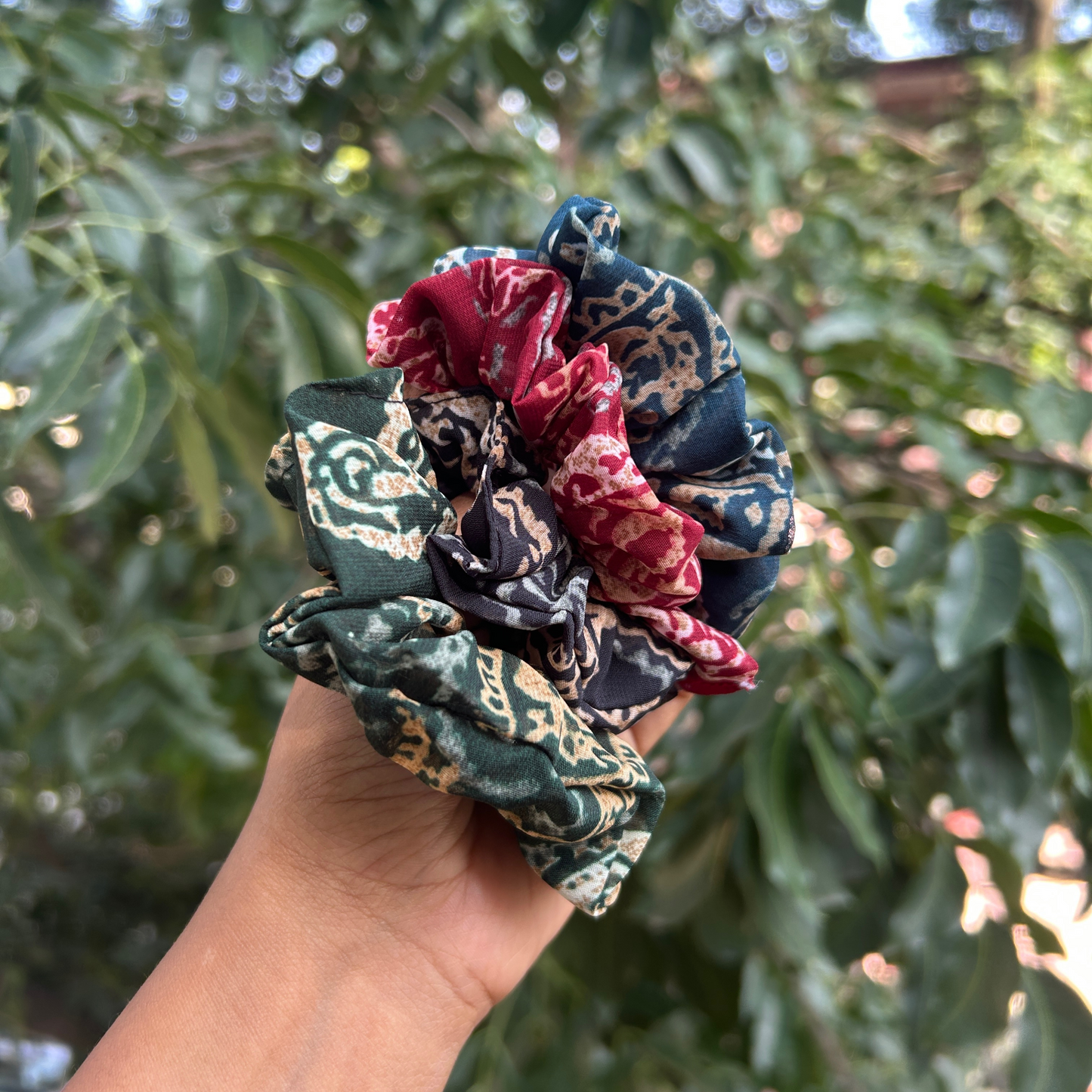 Blue Printed Scrunchie - XS