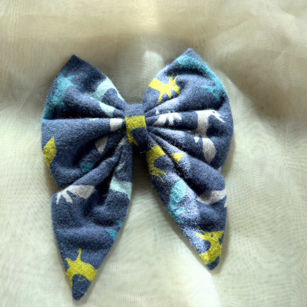 Blue Pigtail Bow