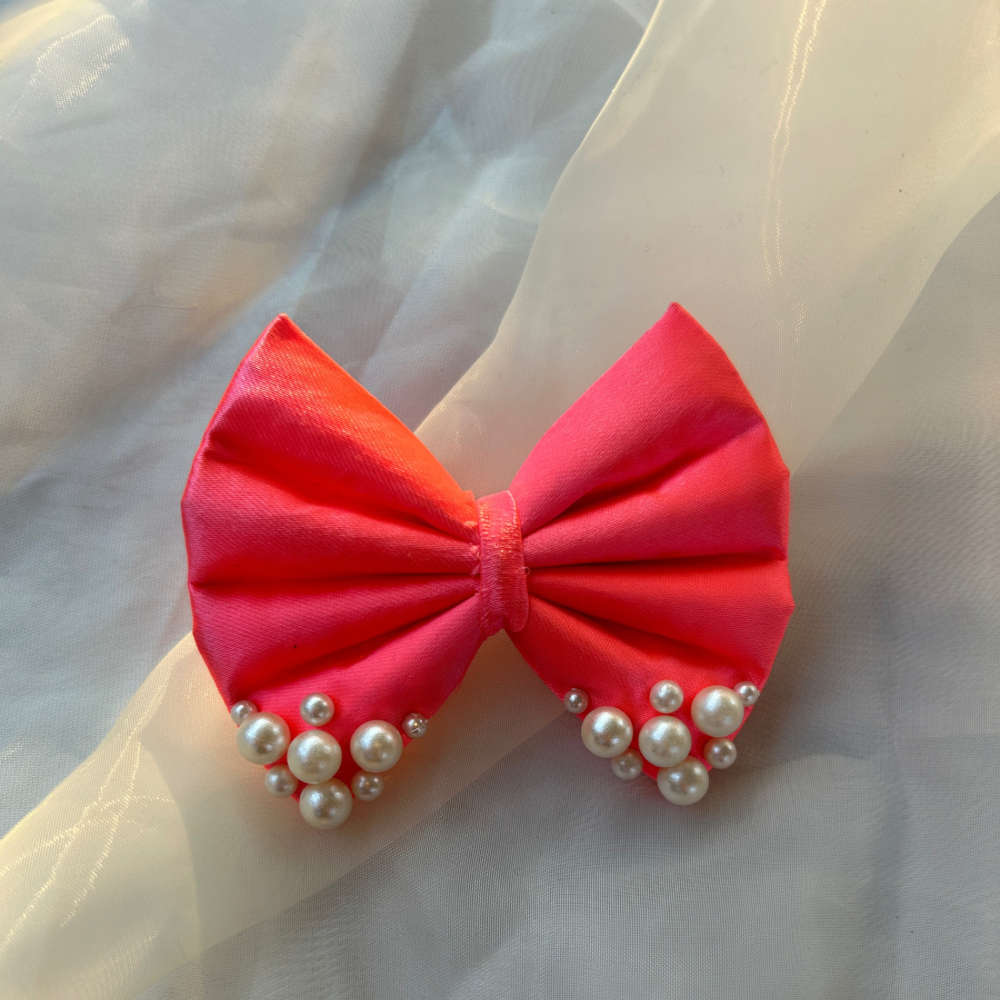 Pink Pearl Hair Bow