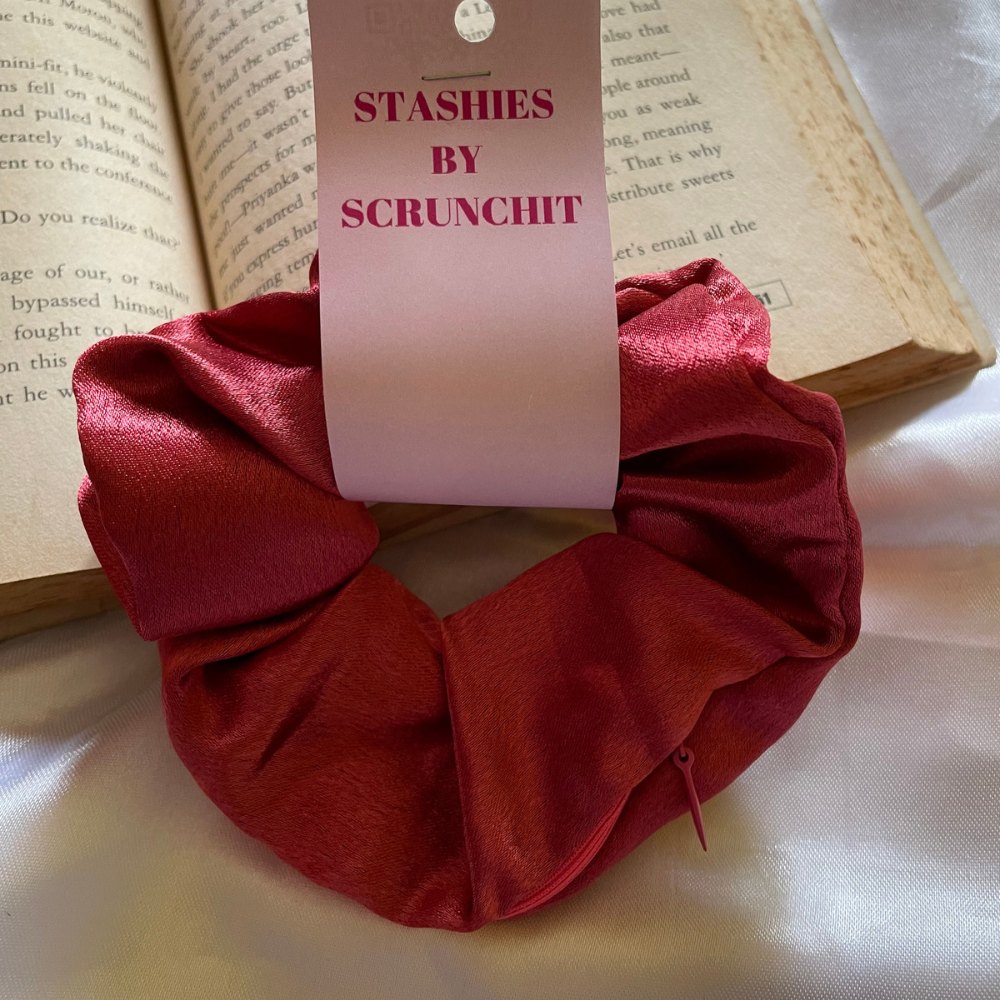 Maroon Zipper Scrunchie