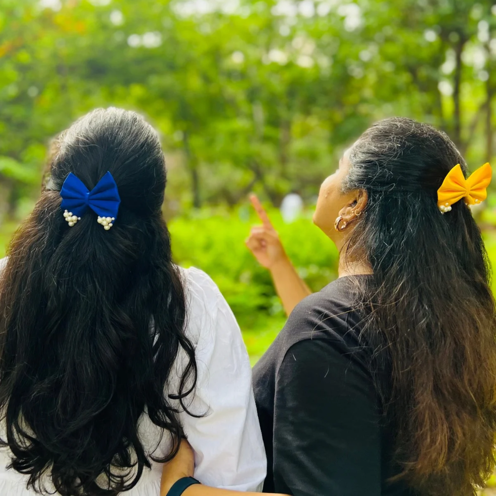 Yellow Pearl Hair Bow