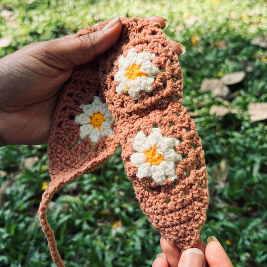 Crochet Sunflower Headband - Brown