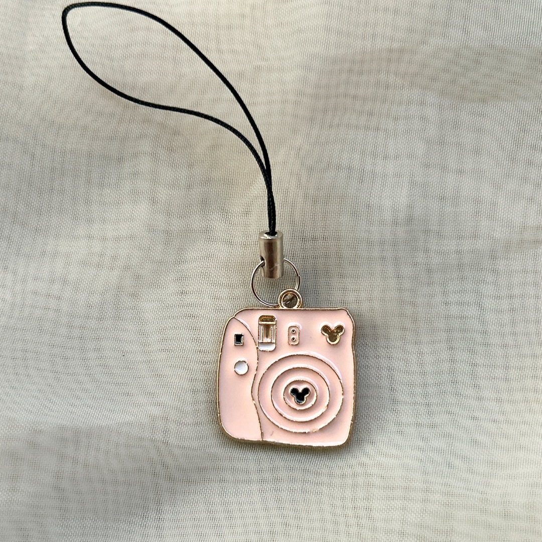 Pink Polaroid Camera Phone Charm