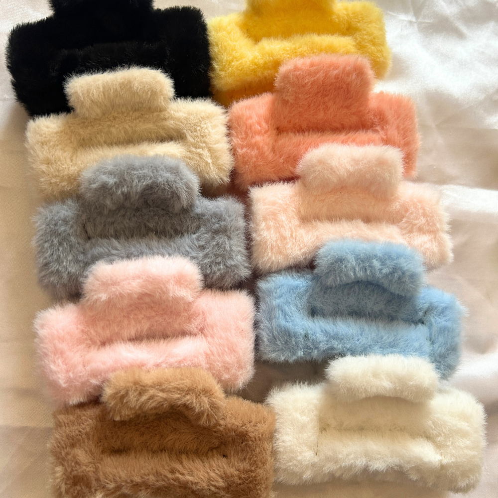 Rectangle Fur Claw Clip - Large