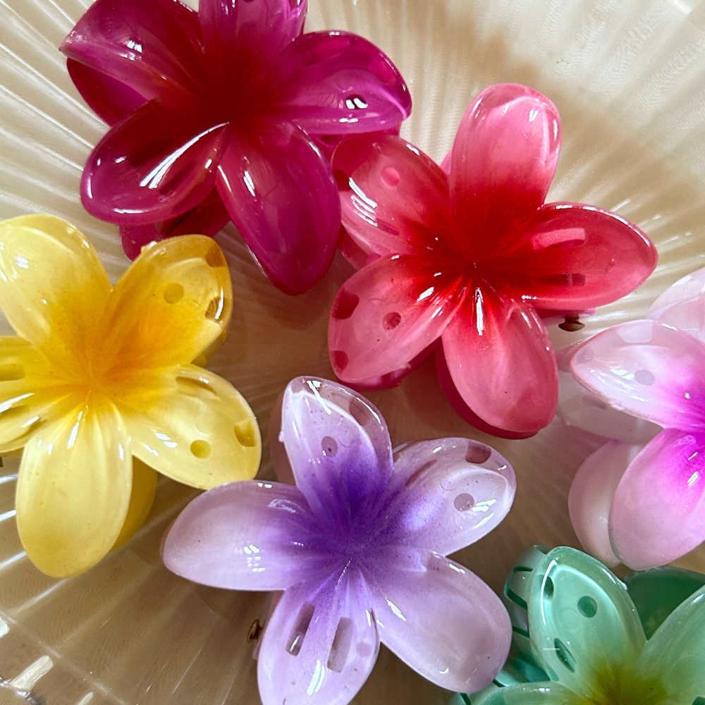 Pink Flower Claw Clip - Small