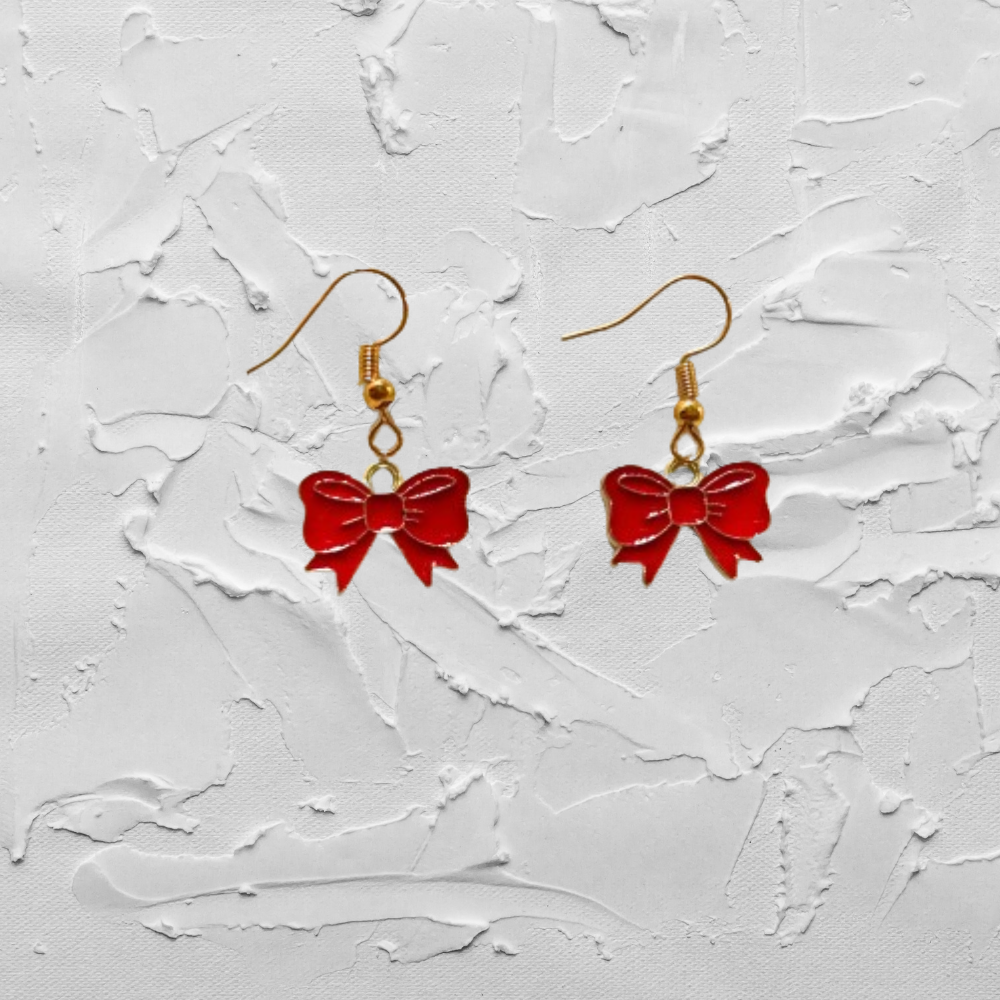 Red Bow Earrings