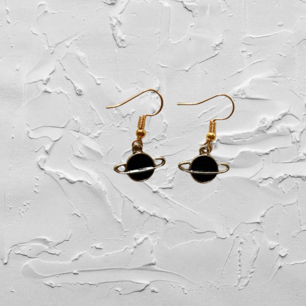 Black Saturn Earrings