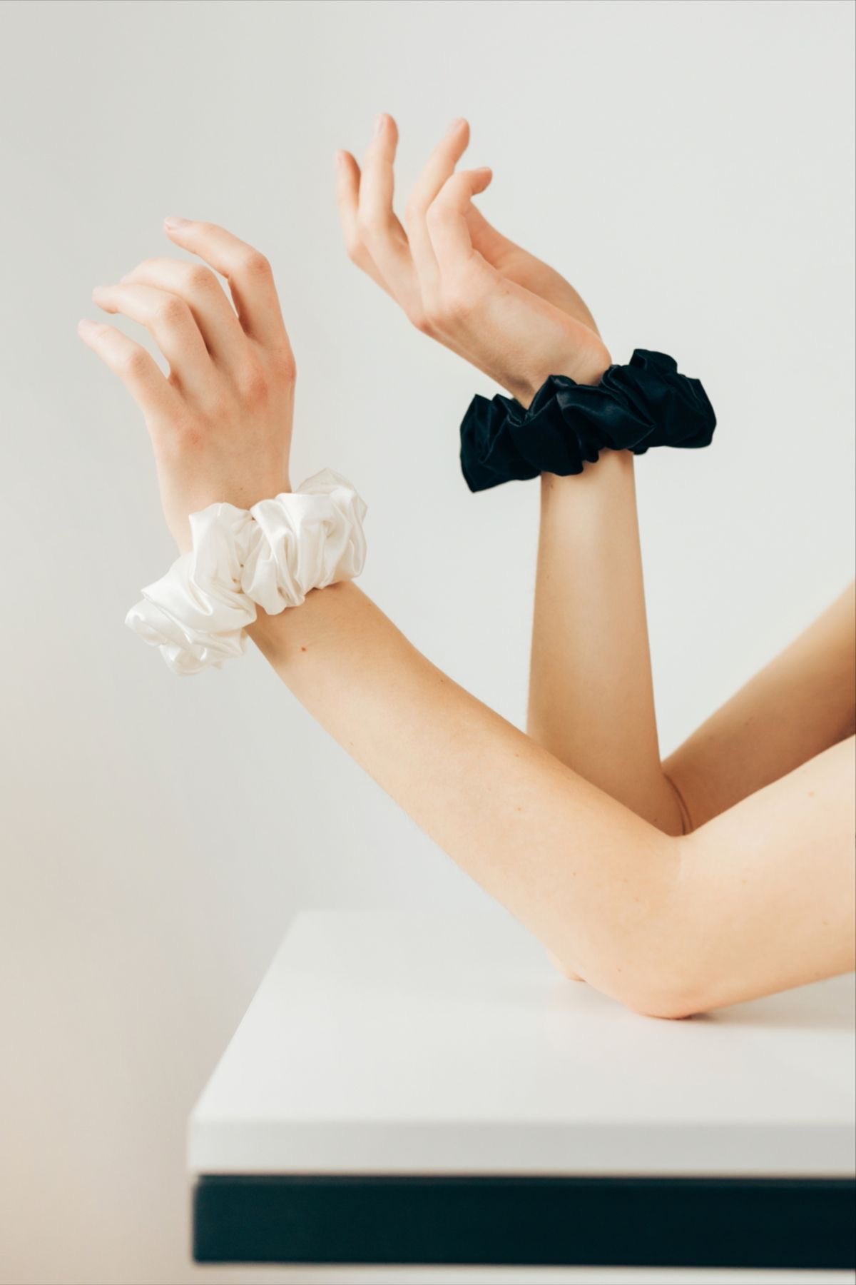 Satin Scrunchies Combo of 4 ( Black -2, White-2)