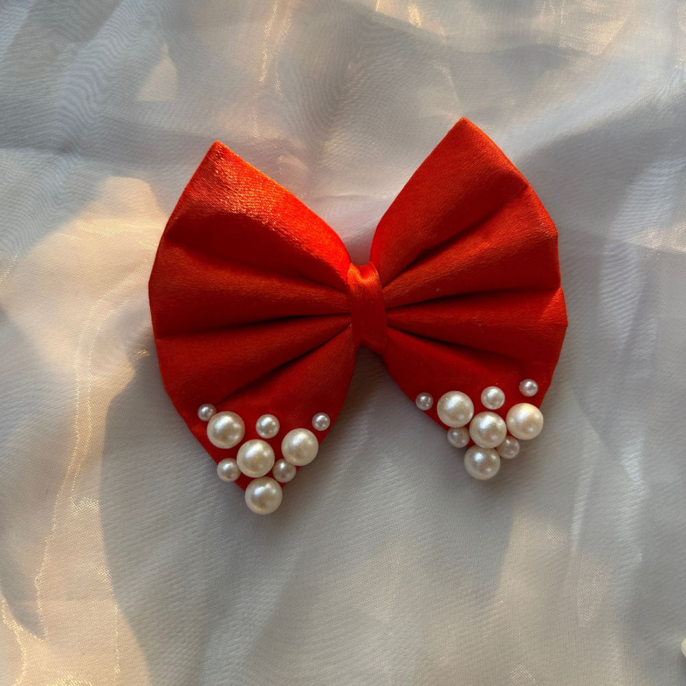 Red Pearl Hair Bow