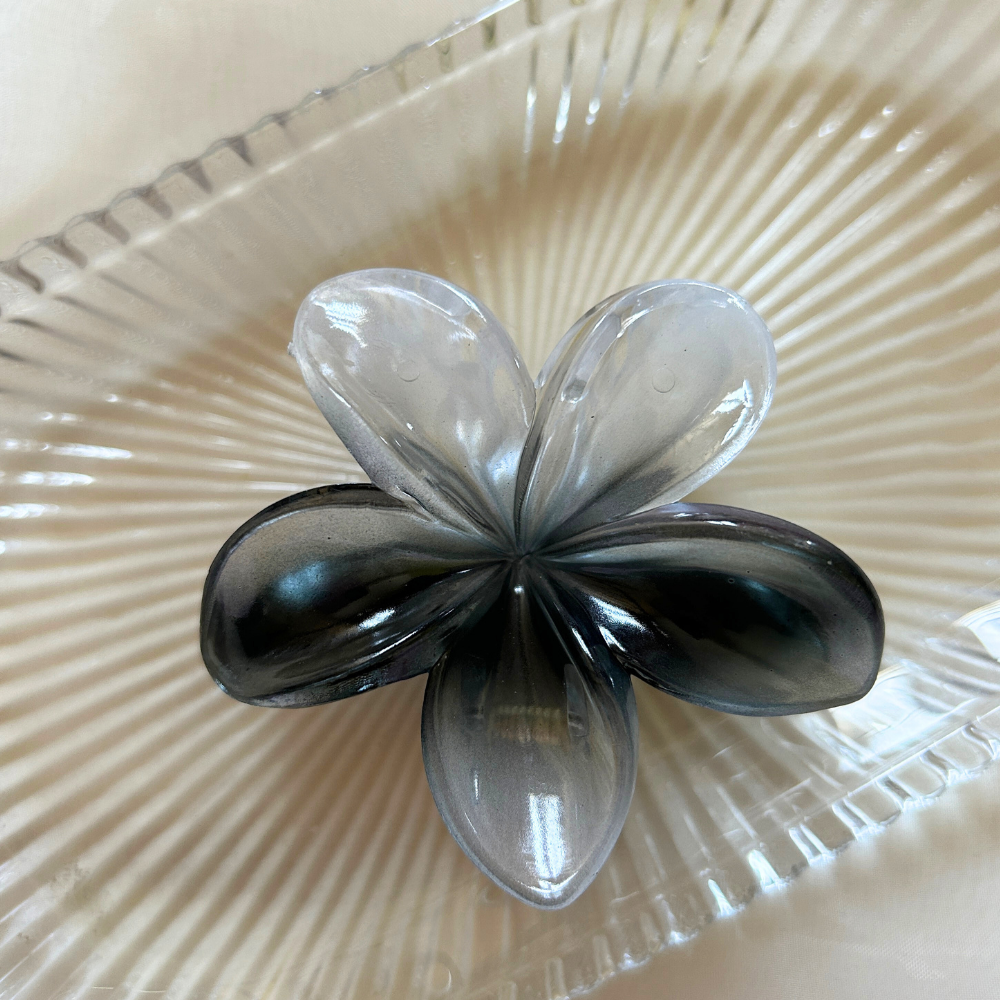 Black Flower Claw Clip - Medium
