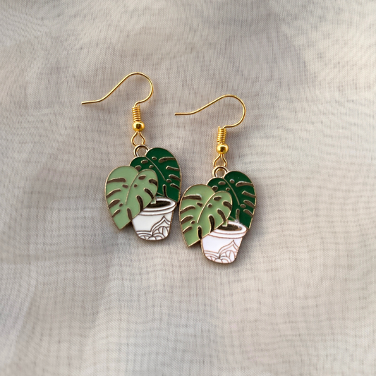 Monstera Plant Earrings