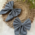 Blue and White Stripes Pigtail Bow