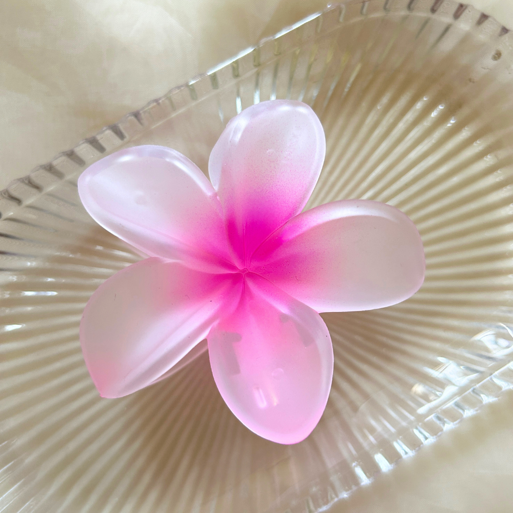 Pink Flower Claw Clip - Medium