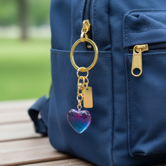 Heart Keychain - Blue and Pink
