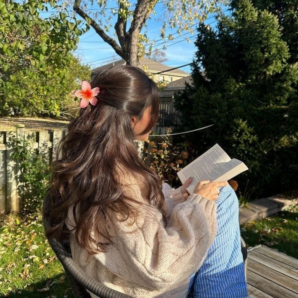 Red Flower Claw Clip - Medium