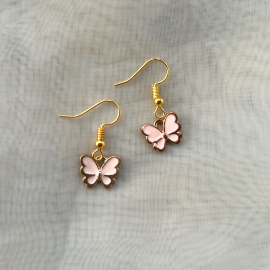 Mini Pink Butterfly Earrings