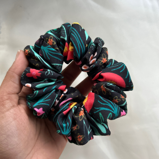 Dark Garden Printed Scrunchie