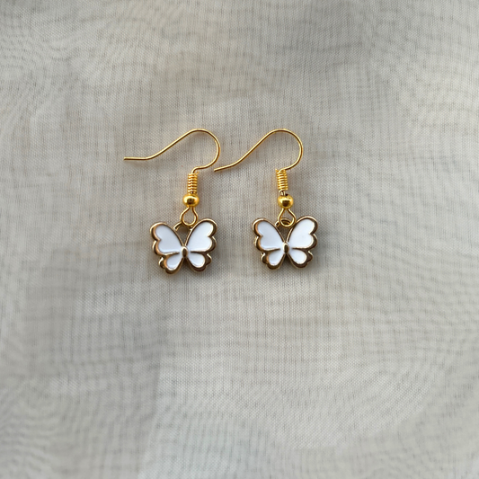 Mini White Butterfly Earrings