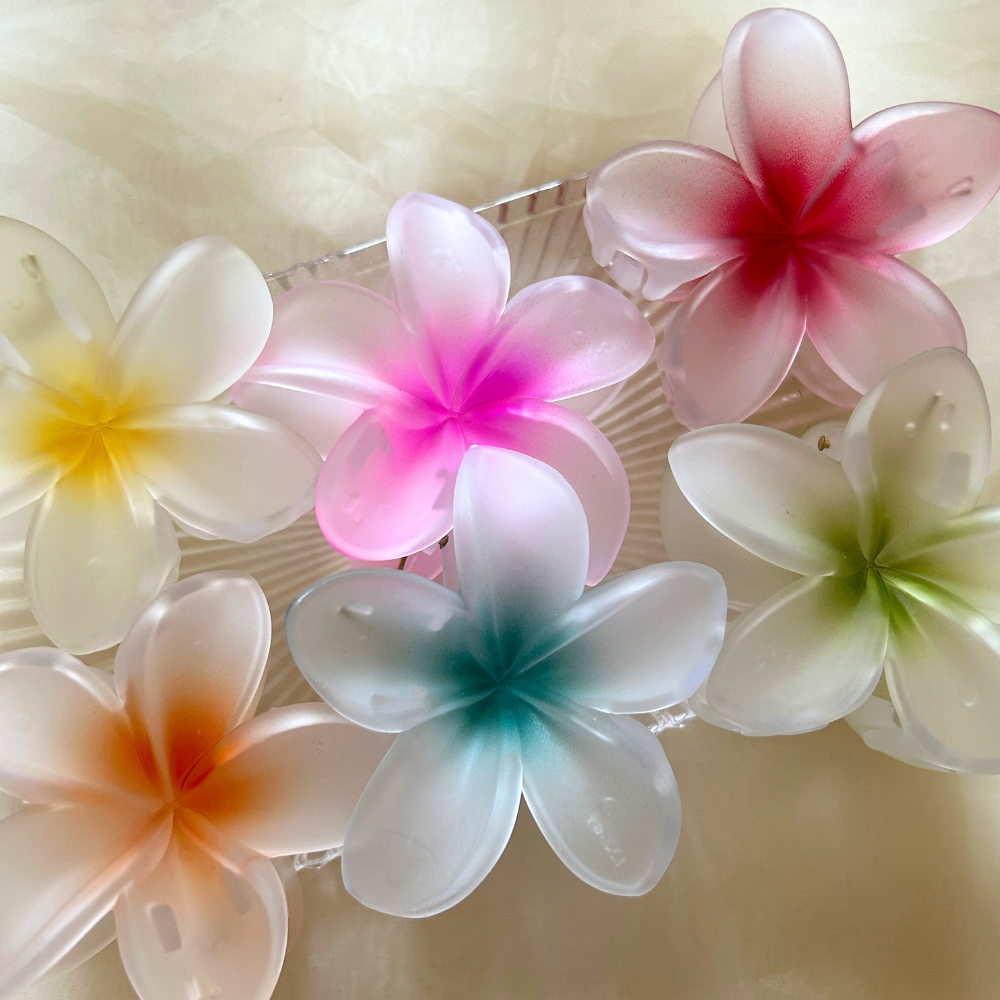 Pink Flower Claw Clip - Medium