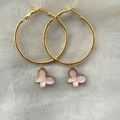 Butterfly Hoop Earrings - Pink