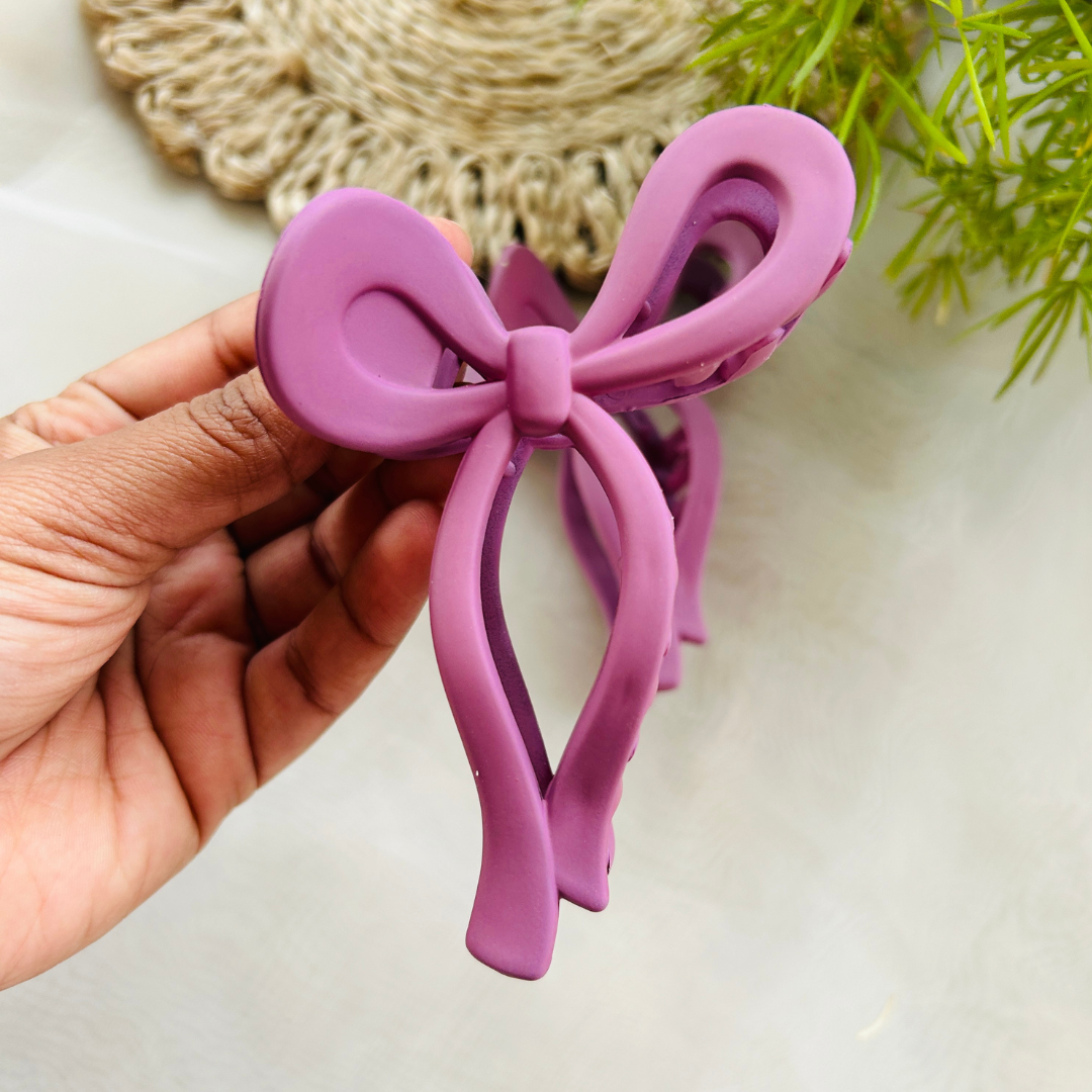 Bow Claw Clip - Large - Mauve