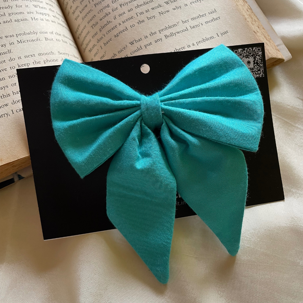 Aqua Blue -  Pigtail Bow