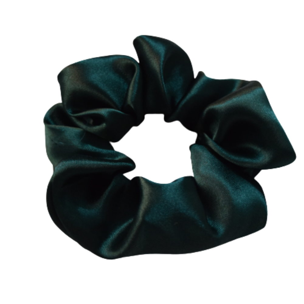 Vana Dark Green Satin Scrunchie