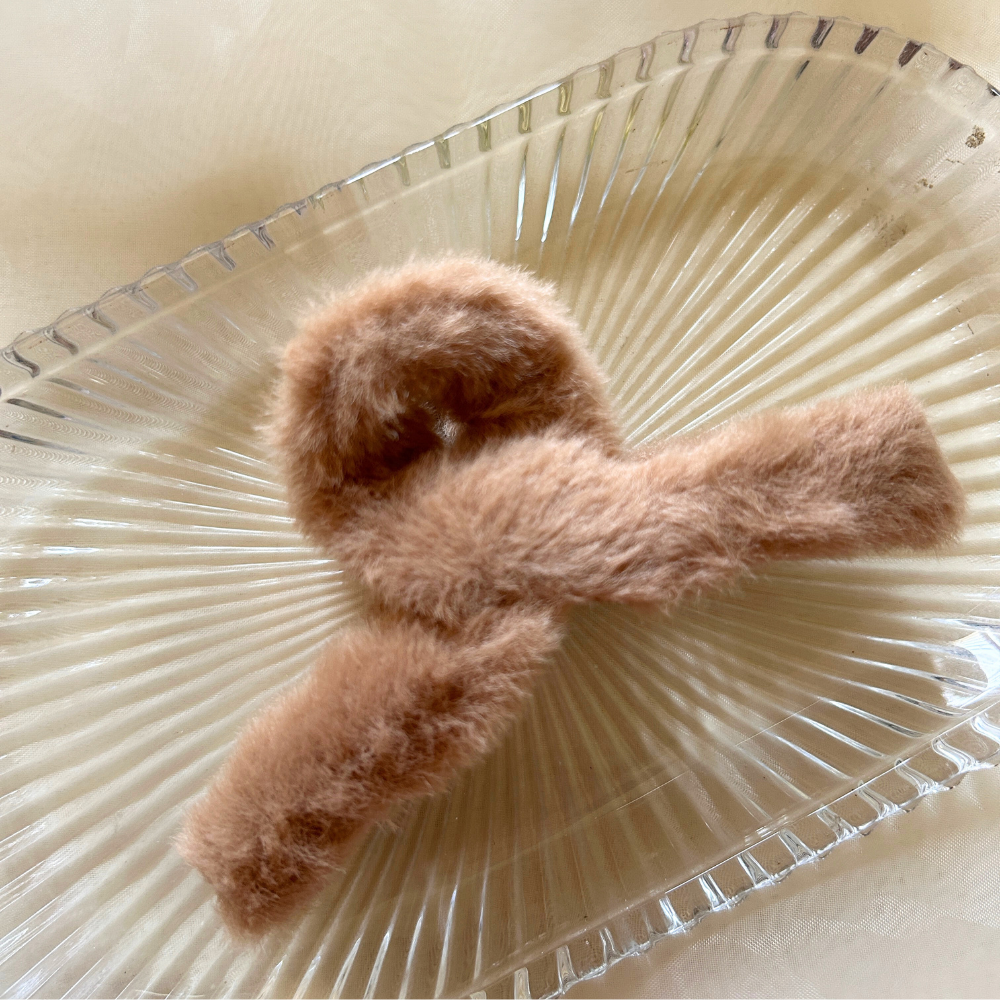 Brown Fur Claw Clip