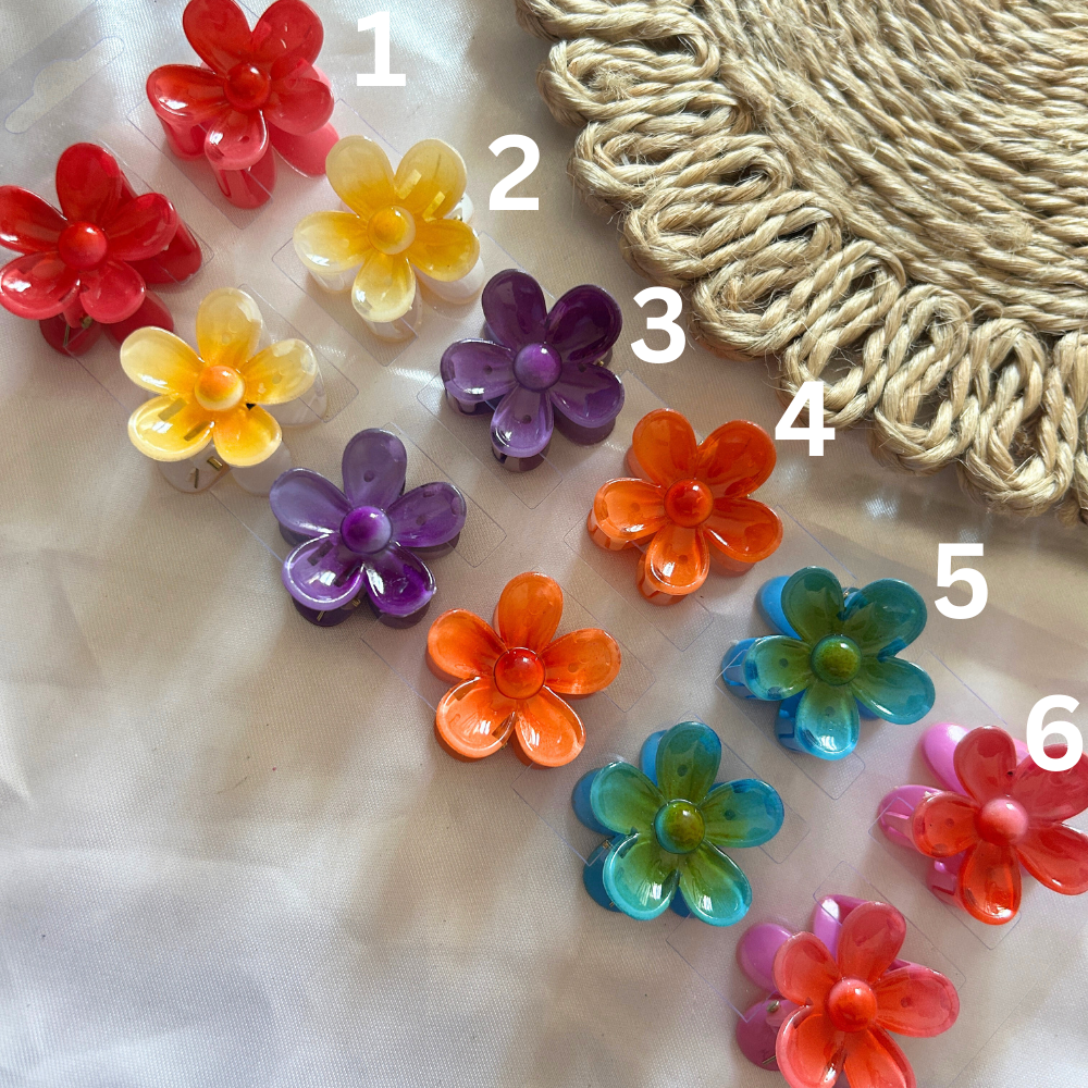 Rounded Flower Claw Clips - Extra Small