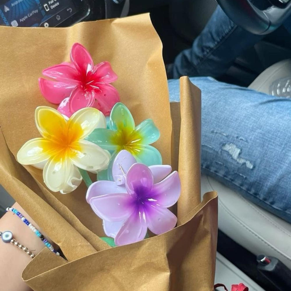 Set of 4 Large Flower Claw Clips Bouquet
