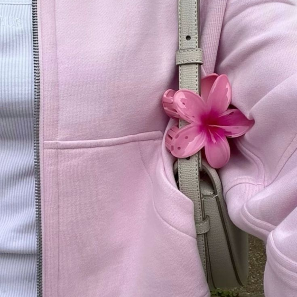 Pink Flower Claw Clip - Medium