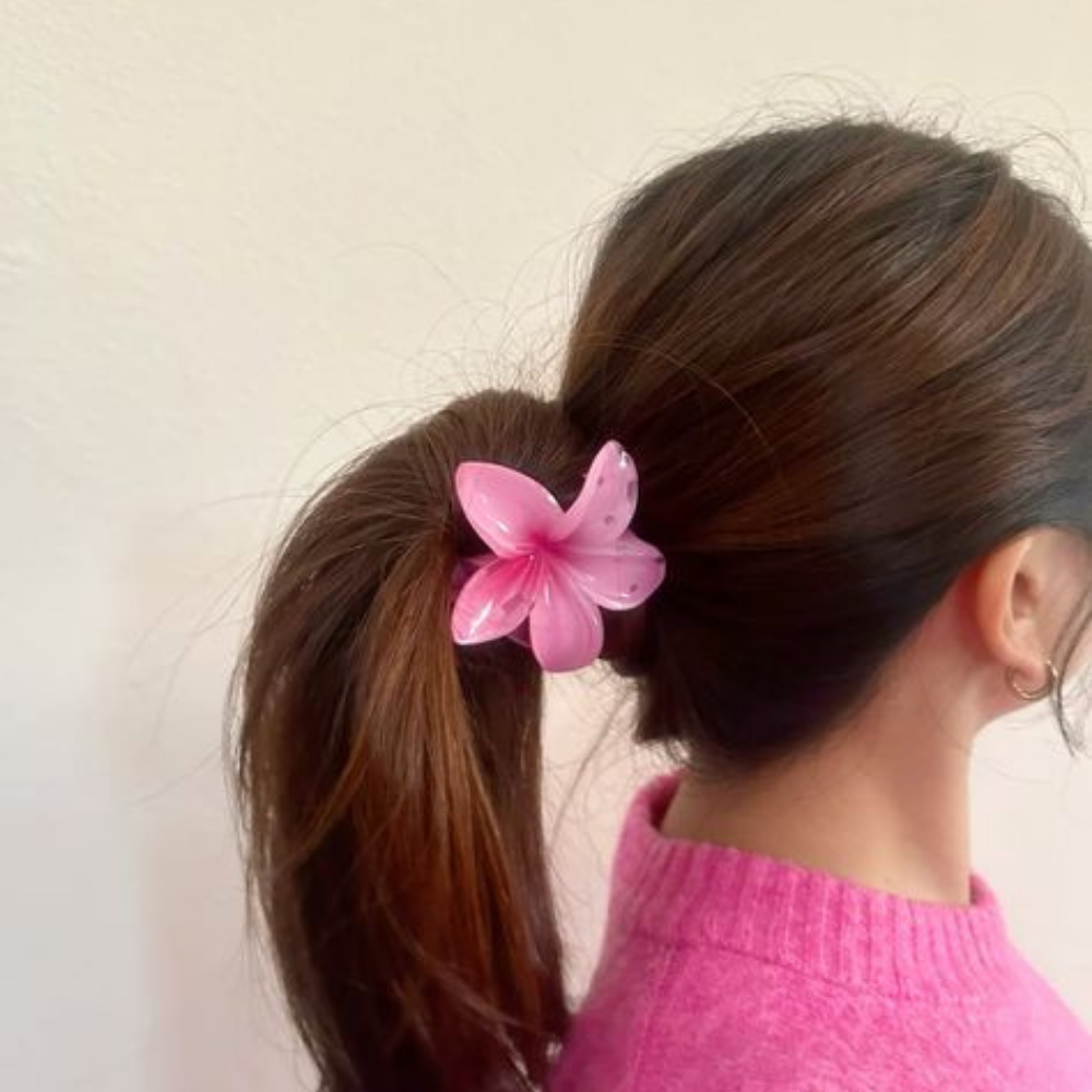 Pink Flower Claw Clip - Medium