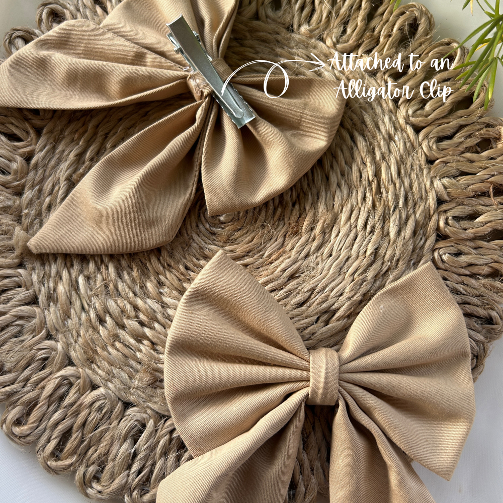 Beige Pigtail Bow