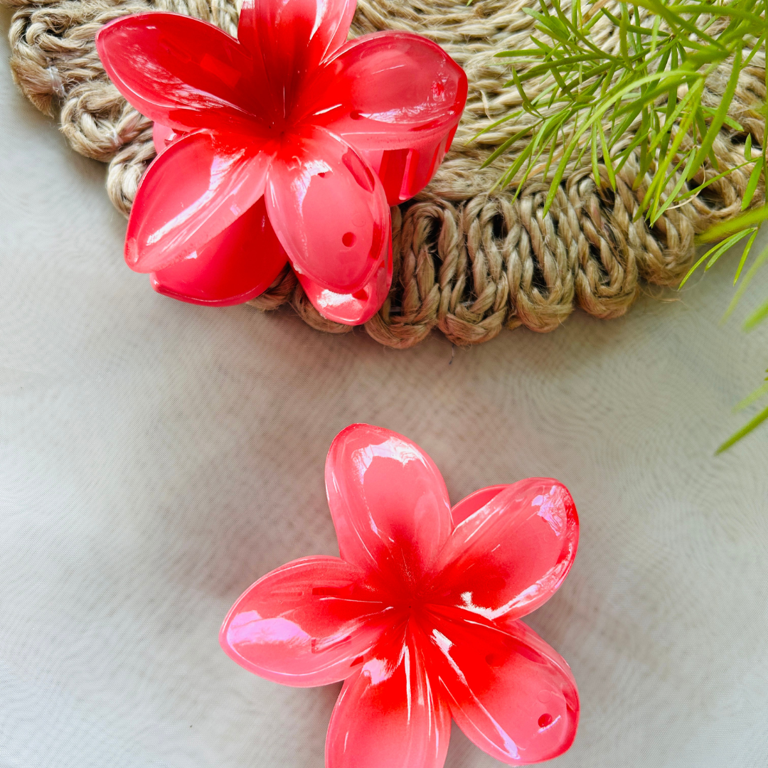 Flower Claw Clip - Large - Red