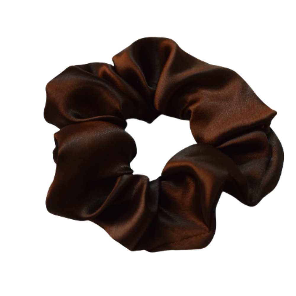 Coffee - Brown Satin Scrunchie